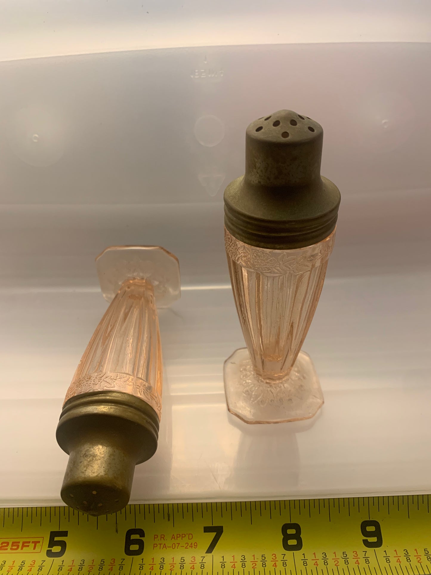 PINK DEPRESSION GLASS - SALT PEPPER SHAKERS