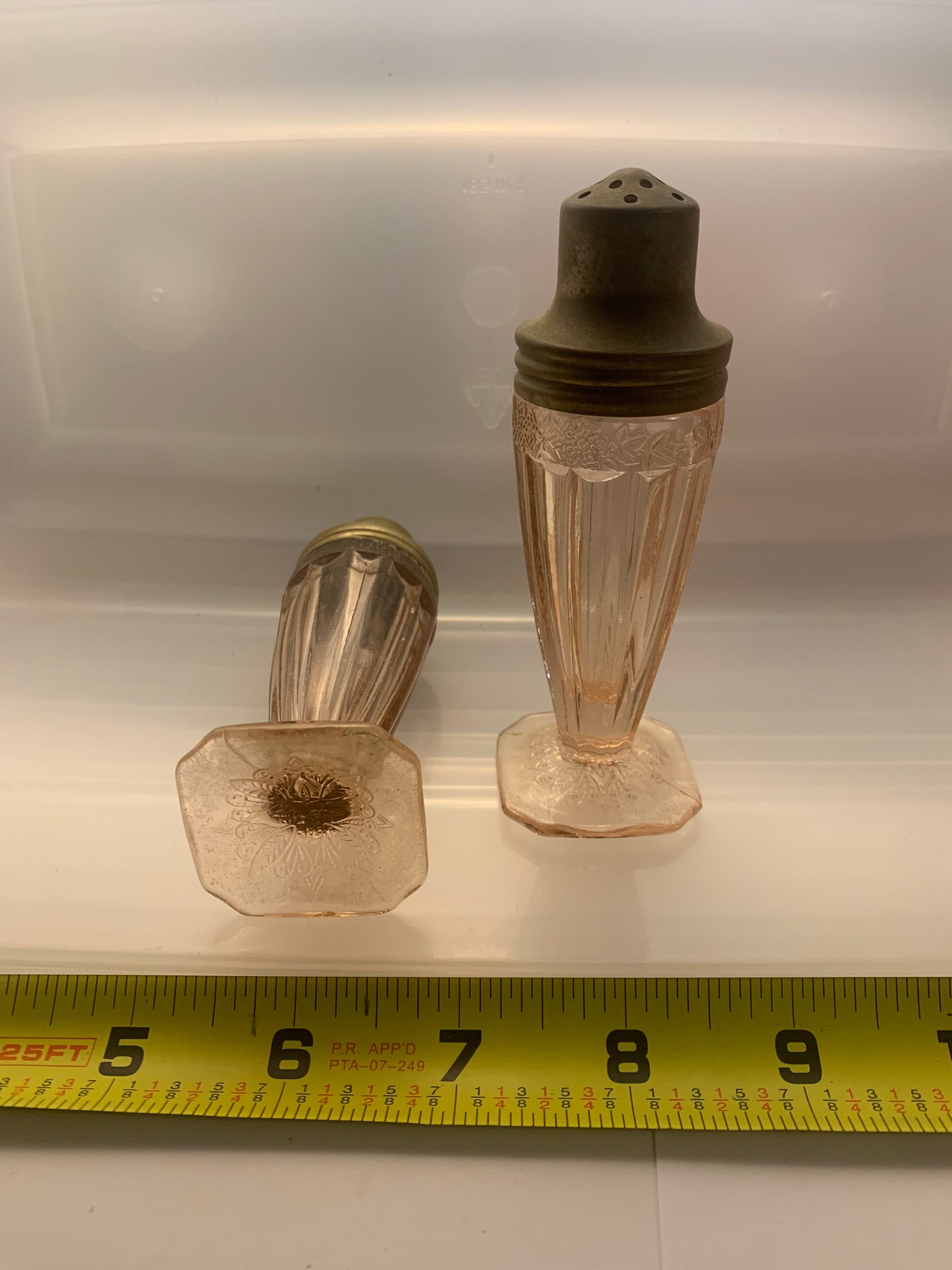 PINK DEPRESSION GLASS - SALT PEPPER SHAKERS