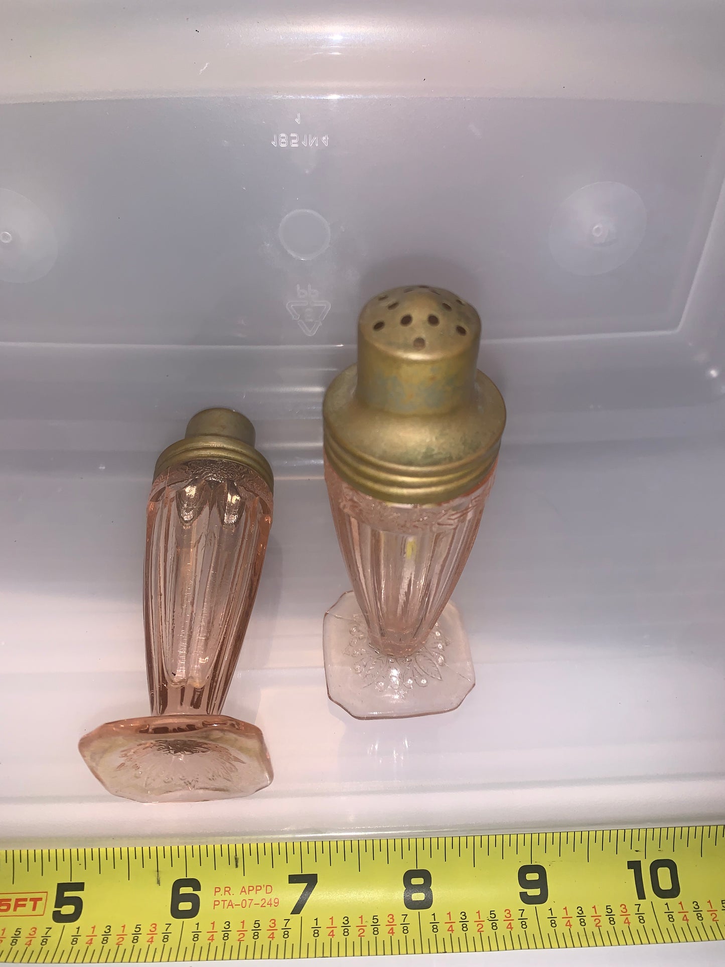 PINK DEPRESSION GLASS - SALT PEPPER SHAKERS