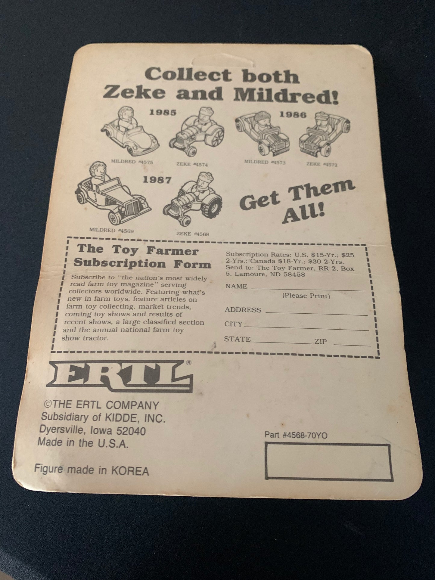 1987 ERTL THE TOY FARMER COLLECTIBLES