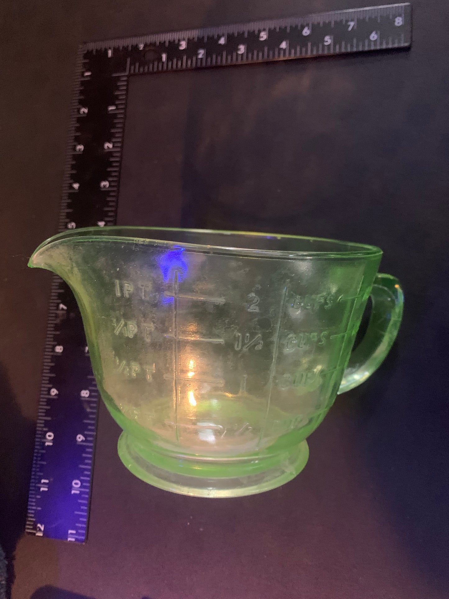 Green Uranium Depression Glass-Measuring Cup